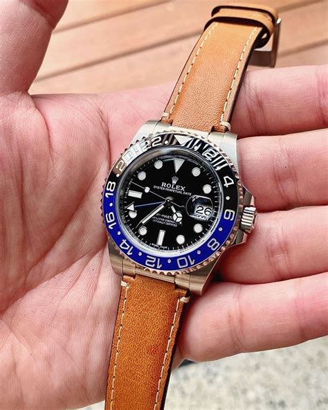 rolex gmt batman leather strap